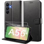 Coque pour samsung galaxy a56 5g etui coque avec 2 verre tremp� porte carte clapet � rabat portefeuille ...