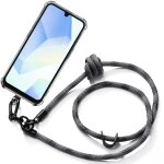 Coque pour samsung galaxy a56 5g, protection silicone antichoc transparente avec cordon gris - e. f. ...