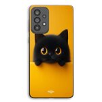 Coque pour samsung galaxy a72 chat mignon fond orange maniacase