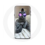 Coque pour samsung galaxy j7 2017 chat avec lunettes de vue violettes