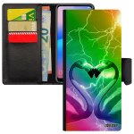 Coque pour samsung galaxy note 20 ultra cuir porte cartes flamand rose noir eclair jaune love leather ...