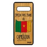 Coque pour samsung galaxy s10 bois silicone j'peux pas j'vais au cameroun mobile