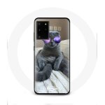 Coque pour samsung galaxy s11 plus chat avec lunettes de vue violettes