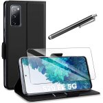 Coque samsung galaxy s20 fe 5g protection ecran, 360 degres protection etui cuir tpu silicone flip portefeuill ...