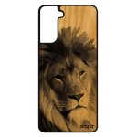 Coque samsung galaxy s21 + plus bois silicone lion portable roi housse fauve animal felin gris animaux ...