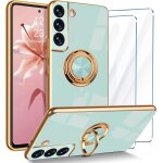 Coque pour samsung galaxy s21 fe 5g etui avec 2 verre trempe protection ecran, support rotatif a 360 ...