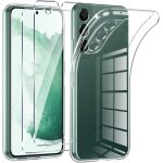 Coque pour samsung galaxy s22 5g avec 2 pi�ces protection ecran en verre tremp�, ultra transparente silicone ...