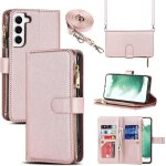 Coque samsung galaxy s22 5g avec cordon, collier flip portefeuille etui en cuir, [9 porte cartes][double ...