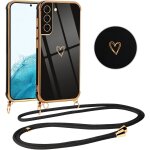 Coque pour samsung galaxy s22 plus 5g avec cordon de collier, galvanis etui housse avec motif coeur ...