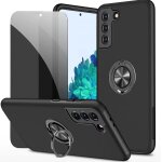 Coque samsung galaxy s22 plus 5g - verre tremp vie prive 9h anti - espion + bague support 360 noir, ...