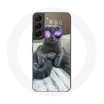 Coque pour samsung galaxy s22 chat avec lunettes de vue violettes