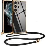 Coque pour samsung galaxy s22 ultra 5g avec cordon de collier, galvanis etui housse avec motif coeur ...