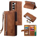 Coque pour samsung galaxy s23 plus 5g, etui  rabat en cuir fermeture  glissiere magnetique portefeuille ...