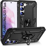 Coque pour samsung galaxy s23 + / s23 plus avec anneau support au dos - noir - e. f. connection