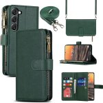 Coque samsung galaxy s23 avec cordon, collier flip portefeuille etui en cuir, [9 porte cartes][double ...
