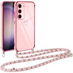 Coque pour samsung galaxy s23 avec cordon de collier, galvanis etui housse avec motif coeur d'amour, ...