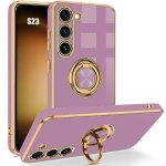 Coque pour samsung galaxy s23, protection antichoc en silicone liquide avec support de ring - stand 360 ...