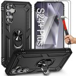 Coque pour samsung galaxy s24 plus (s24 + ) avec 2 verres tremps, protection rigide anneau support - ...