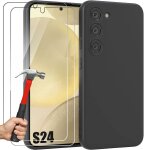 Coque pour samsung galaxy s24, silicone liquide noir + 2 verres trempés protection d'écran - e. f. connection ... Coque pour samsung galaxy s24, silicone liquide noir + 2 verres trempés protection d'écran - e. f. connection ...