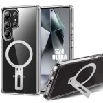 Coque pour samsung galaxy s24 ultra, silicone antichoc transparent avec support magn�tique r�glable argent� ...