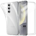 Coque pour samsung galaxy s25 avec 2 verres tremp�s - coque protection renforc�e silicone transparent ...