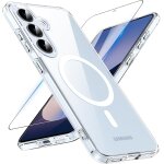 Coque pour samsung galaxy s25, magntique coque samsung s25 avec magsafe avec verre tremp, [anti - jaune] ...