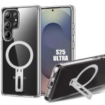 Coque pour samsung galaxy s25 ultra - protection silicone renforc� avec support magn�tique r�glable argent� ...