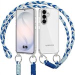 Coque pour samsung galaxy s26, antichoc transparent rigide anti - rayures avec cordon blanc bleu - e. ...
