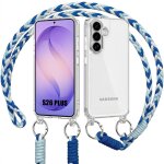 Coque pour samsung galaxy s26 plus, protection antichoc rigide transparent avec bandouli�re bleue - e. ...