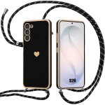 Coque pour samsung galaxy s26, protection silicone slim antichoc motif coeur avec bandouli�re noire - ...
