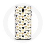 Coque pour samsung galaxy s4 fond de texture abstraite coeurs noir jaune et gris