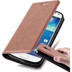 Coque pour samsung galaxy s4 mini en marrone cappucino housse de protection etui avec fermeture magntique, ...
