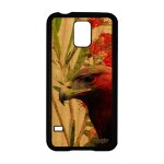 Coque samsung galaxy s5 en bois silicone aigle peinture portable housse nature oiseau vert animal fleurs ...