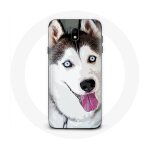 Coque pour samsung galaxy s5 husky blanc de sib�rie yeux bleus