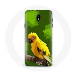 Coque pour samsung galaxy s5 oiseaux de perruches jaune fond vert