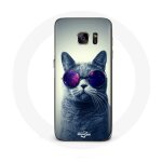 Coque pour samsung galaxy s6 chat lunettes violettes style