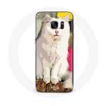 Coque pour samsung galaxy s7 edge turc de van chat blanc aux yeux bleu et jaune