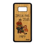 Coque pour samsung galaxy s8 en bois silicone j'peux pas j'suis papy grand pere violet humour je enfant ...