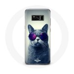 Coque pour samsung galaxy s8 plus chat lunettes violettes style