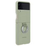 Coque samsung galaxy z flip 3 en silicone gel avec bague originale vert olive
