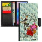 Coque samsung note 10 + plus j'peux pas j'dois garder mon flamand rose bleu a clapet mobile bd texte ...
