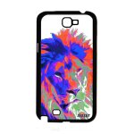 Coque pour samsung note 2 silicone lion 4g housse orange fauve felin pochoir etui street art lionne peinture ...