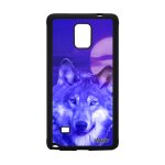 Coque samsung note 4 silicone loup alpha smartphone nuit animal lune noir louve bleu design ciel case ...