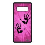 Coque pour samsung note 8 silicone empreinte main peinture telephone rose samsung galaxy note 8