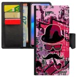 Coque samsung s20 fe simili cuir monsieur moustache chapeau melon lunette case graf rose pipe fille etui ...