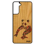 Coque samsung s21 bois silicone panda ethnique ours tribal homme mobile de protection animal case rouge ...