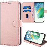 Coque pour samsung s22 (6. 1'') rose effet cuir couleur unie protection 360 degre porte - carte portefeuille ...