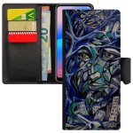 Coque samsung s22 ultra cuir portefeuille portrait street art fantaisie arbre rigide femme original etui ...