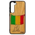 Coque samsung s23 + plus bois silicone drapeau mali malien mobile can de protection football coupe du ...