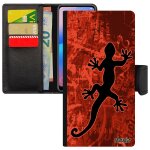 Coque samsung s23 rabat porte cartes salamandre lezard animal jolie rouge journal triton esprit du feu ...